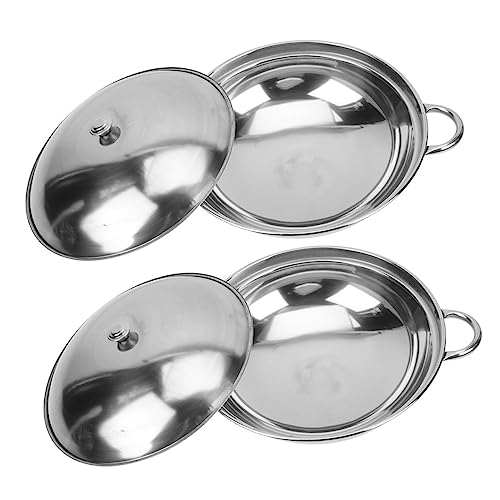 HOLIDYOYO Stainless Steel Pot Set Double Handles Heat Resistant Non-slip Ideal for Hot Pot Seafood Stew