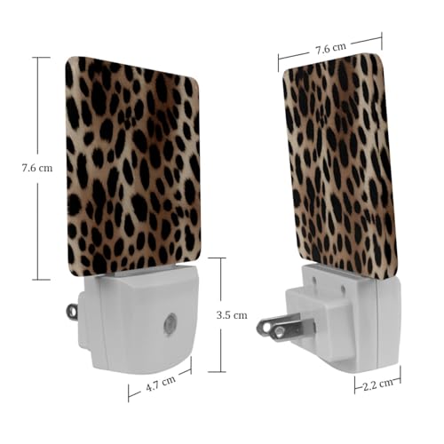 Image of NEWzone Leopard Print Night Light [2 Pack], Plug in Wall Led Night Lights Decor for Boys Girls Room, Dusk to Dawn Sensor Wall Lamp for Stairway /Bedroom /Kitchen /Nursery Room