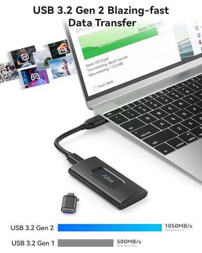 Image of Aiibe 1TB External SSD USB C Portable SSD USB 3.2 Gen 2, Up to 1050MB /s, External Solid State Drive 1TB External Hard Drive for iPhone 17 /16 /15, Laptop (Black)