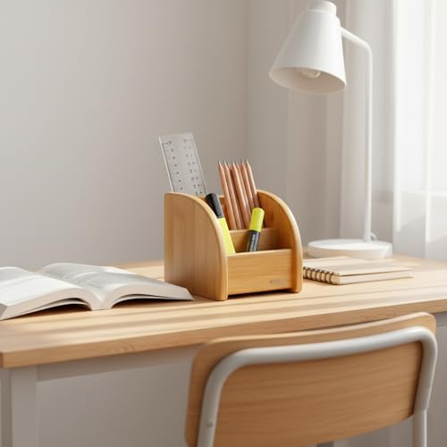 Image of oddpod Glosen Premium Multi-Purpose Wooden Desk Organizer & Mobile /Pen Holder Stand For Home /Office C-2021, Brown