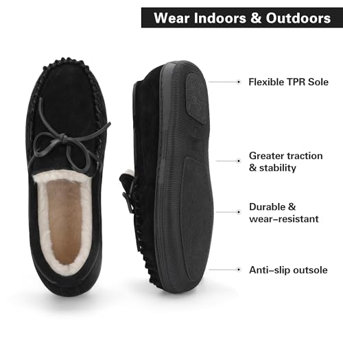 DREAM PAIRS Men's Moccasin Slippers Fuzzy Plush House Shoes Indoor Outdoor Fleece Lining Loafers3