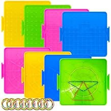 8 Pack Plastic Mathematical Manipulative Material Array Block Geo Board with 80 Latex Bands for Kids4 Colors