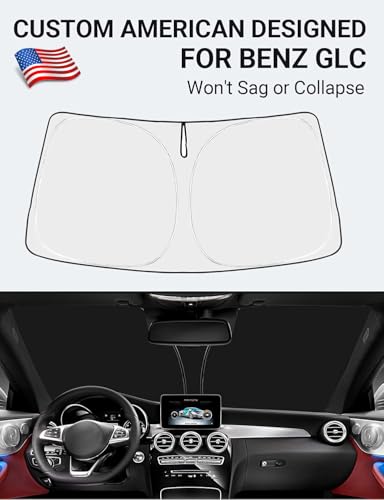 Image of Proadsy Front Windshield Sun Shade Foldable Sunshade Protector Custom Fit 2016-2022 GLC Class SUV & SUV Coupe GLC300 GLC350e 4Matic AMG GLC 63 Sport Accessories 2026 Upgrade