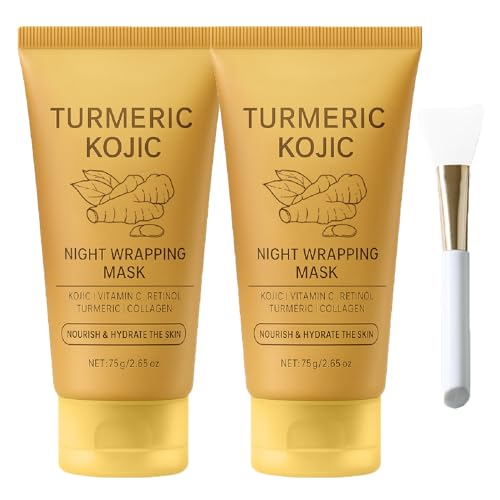 Turmeric Mask for Spots Remover, Kojic Collagen Night Wrapping Pe...