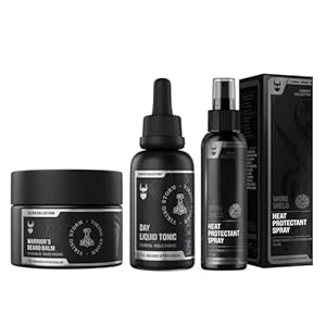 The Beard Struggle Beard & Hair Heat Protectant Spray, Warrior’s Beard Balm & Day Liquid Tonic Beard Oil Bundle Nourishes & Revitalizes Beard Hair – Silver Collection – Viking Storm