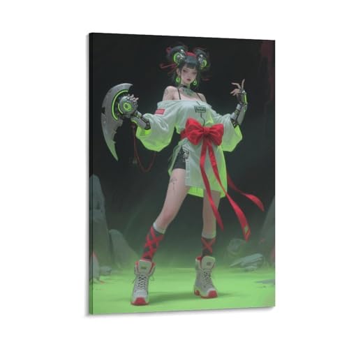 Art mural de fille moderne pour restaurant et salle de bain - Tableau imaginatif 40x60cm