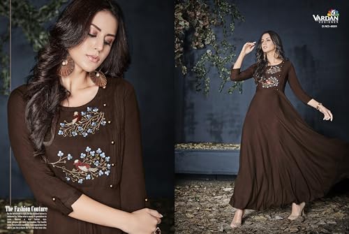 Kurti largo bordado de rayón indio prémium para festivales 2