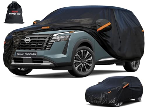 Image of Kayme 7 Layers SUV Car Cover Custom Fit for Nissan Pathfinder (2005-2026) Waterproof All Weather for Automobiles, Outdoor Full Cover Rain Sun UV Protection.Black