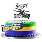 Cake Topper - Sturdy Cardboard Cake Decorations with 7 Action Figures & Large Logo, Easy Adjustment & Firm Installation - Creative Happy Birthday Cupcake Toppers for Boys & Girls