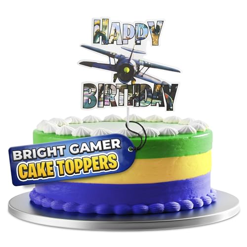 Cake Topper - Sturdy Cardboard Cake Decorations with 7 Action Figures & Large Logo, Easy Adjustment & Firm Installation - Creative Happy Birthday Cupcake Toppers for Boys & Girls