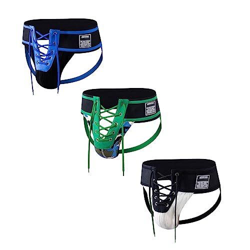JOCKMAIL 3PCS/Pack Mens Briefs Jock Strap Athletic Supporter Wide Belt Comfortable Men Sport Underwear Briefs for Gym Sport