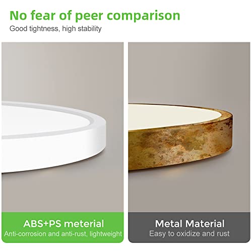 LightingWill 15.7 Inch LED Flush Mount Ceiling Light Fixture, 4000K Nurture White, 3800LM, 32W, Flat Modern Round Lighting Fixture, 320W Equivalent White Ceiling Lamp for Kitchens, Bedrooms.etc.
