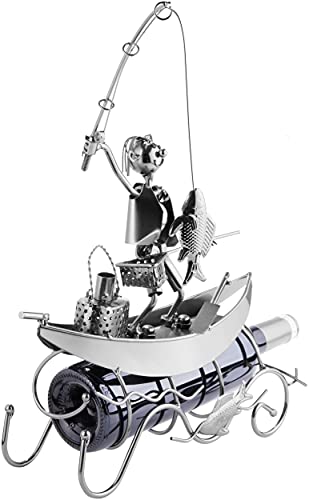 Brubaker Wine Bottle Holder Fisherman On A Boat - Metal - Statue, Sculptures And Figurines - Decor Wine Racks And Stands - Gifts & Decoration #TOP4