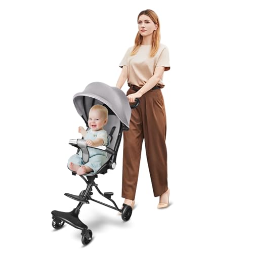 Cochecito Canne, 0-4 años, 0-25 kg, cochecito de bebé, ligero y compacto, posición alargada, plegable automático, 30 x 55 x 86,5 cm, color gris