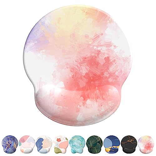 Image of eulps Mouse Pad with Wrist Rest, Comfortable Computer Mousepad with Gel Wrist Support Smooth Surface and Non-Slip PU Base for Pain Relief, Laptop, Office & Home (Colorful Tie-Dye)