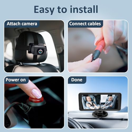 2-kids baby car camera for seat 69 inch ultrawide display with two cameras rear facing - usb powered backseat camera hd 1080p easy to install