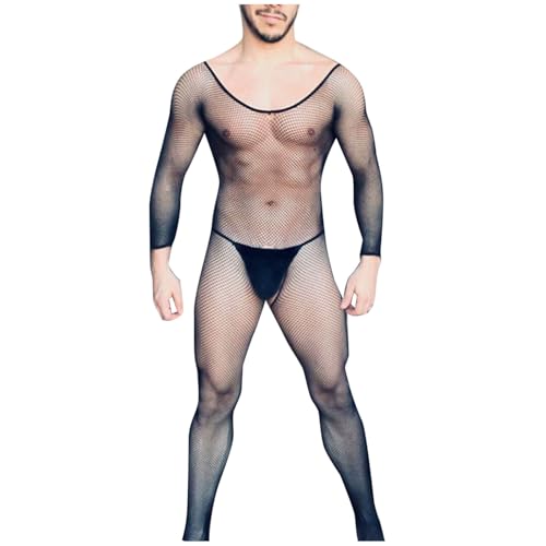 Men's Sexy Fishnet Lingerie Cut Out Bodysuit Hot Male Jumpsuit Sissy Clothes Party Club Rave Gay Outfits