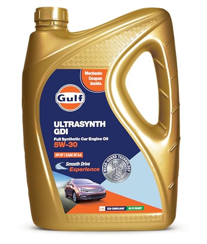 Image of Gulf ULTRASYNTH GDI 5W30 API SP, ILSAC GF-6A | Developed for Petrol, E20 & CNG Passenger Cars | 4 Wheeler Full-Synthetic Engine Oil [3.5 L] - Pack of 1