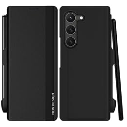 for Samsung Galaxy Z Fold 5 Case with S Pen and Built-in Screen Protector, Wireless Charging Holder Kickstand Full-Body Shockproof for Samsung Z Fold 5 5g Protective Cover Shell (Black)