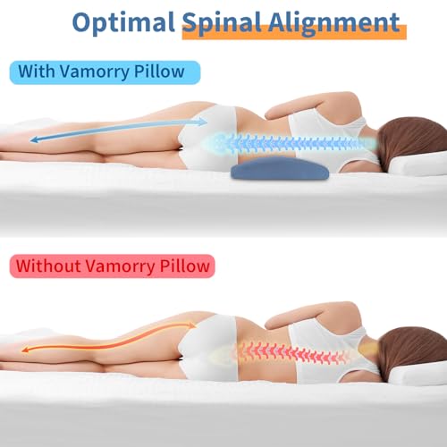 Lumbar Support Pillow for Bed Relief Back Pain: Lower Back Pillow for Sleeping - Memory Foam Waist Pillow - Back Wedge Bolster Pillow for Side, Back&Stomach Sleepers - Bed Rest Pillow for Car, Sofa
