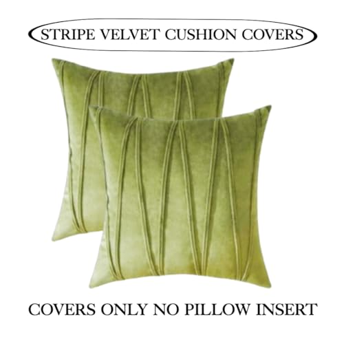 Image of Amazon Brand - Umi Decorative Striped Throw Pillow Covers 16 X 16 Inch,Soft Solid Velvet Pillow Covers Cushion Case with Zigzag Pattern for Sofa Bedroom 40 X 40 Cm (Pack of 2) Green