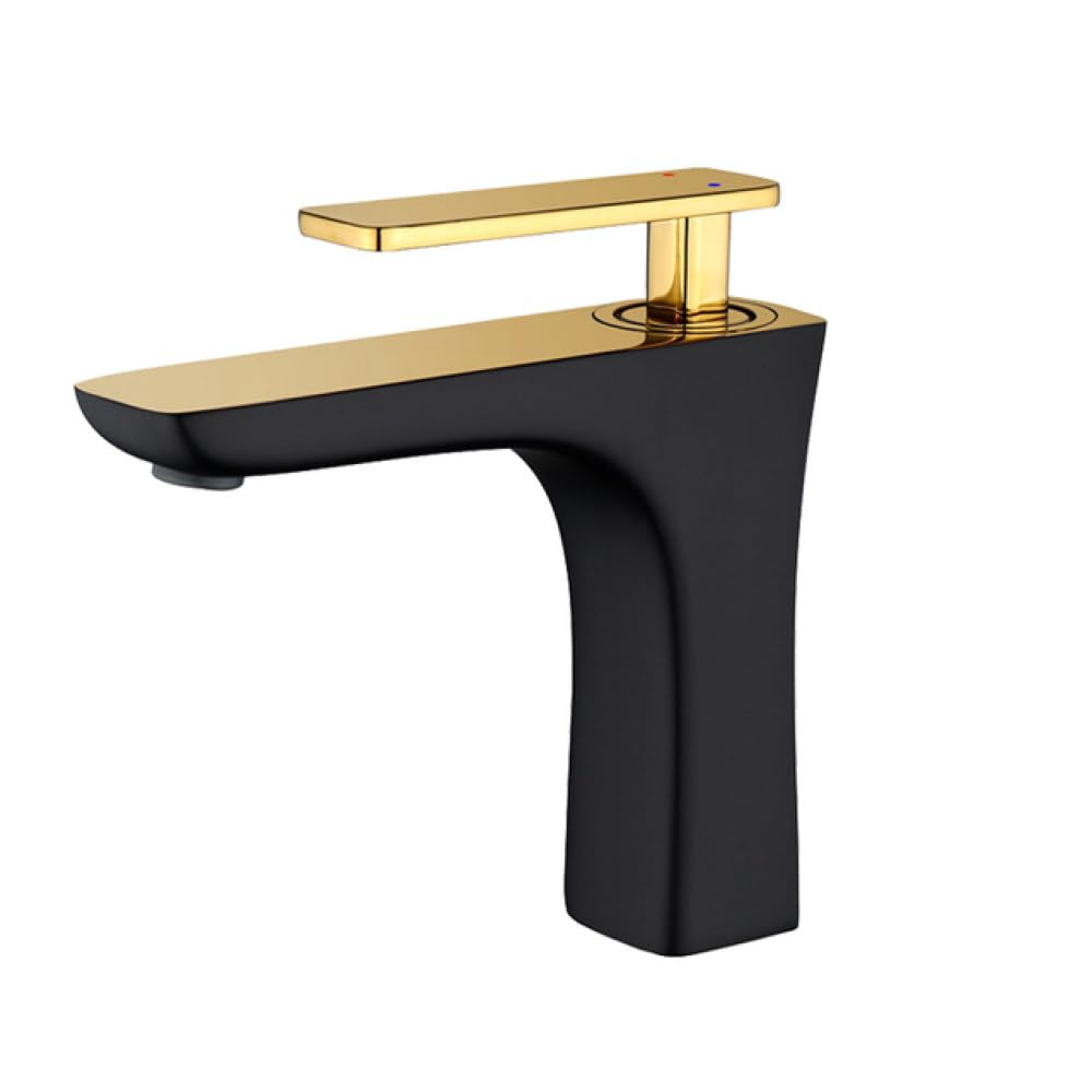 Robinet de lavabo noir doré en laiton chic pour vasque moderne
