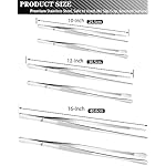 JETKONG 2 Pcs 12-Inch Cooking Tweezers Stainless Steel, Straight Food Tweezers, Professional Kitchen Tweezers/Forceps for Cooking Repairing and BBQ (12-Inch, Silver) - Image 3