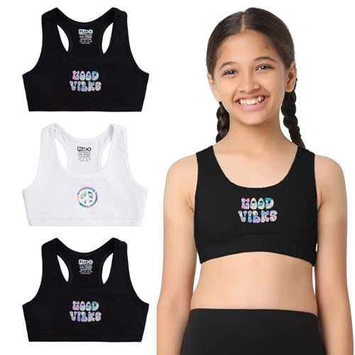 Image of YouGotPlanB Cotton Sports Bra | Ages 8-16 Years | Racerback Style | Non-Padded, Double-Layered for Coverage