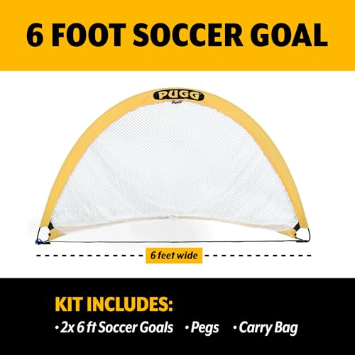 Image of PUGG Pop Up Soccer Goal, Portable Training Football Knitted Poly Net Equipment, The Original Pickup Game Goal, Includes Two Goals & Bag
