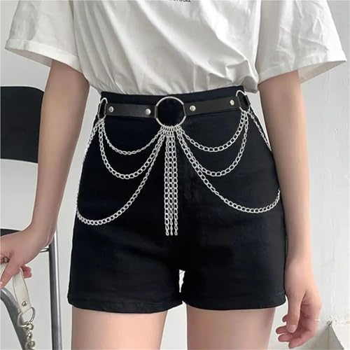 Women Sexy PU Leather Harness Chain Decor Belt Waistband Accessories Body Bondage Suspender Punk Gothic3