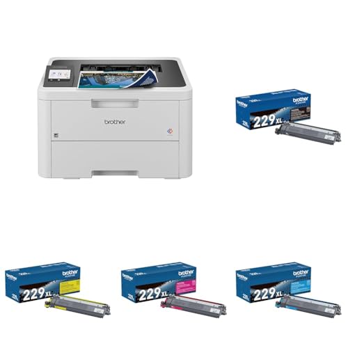 Image of Brother HLL3280CDW Printer and TN229XL Black and Colors (C, M, & Y) High Yield Toners