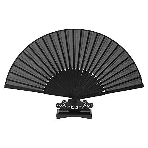 Leemiman Abanicos plegables de mano para mujer, 21 cm, hechos a mano, de seda oriental, plegable, color negro Cover