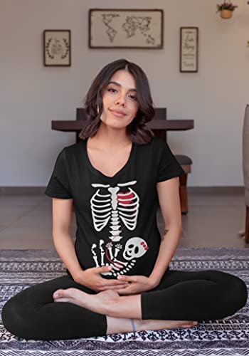 Old Glory Halloween Baby Girl Skeleton Women's Maternity Costume T-Shirt - Medium Black #TOP1