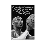 WYYRAB Póster de lienzo impermeable con citas de Kobe Bryant para decoración de pared, impresión de alta definición, adecuado para dormitorio, sala de estar, cafetería, decoración sin marco, 20 x 30