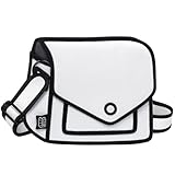 Original 2D Cartoon Crossbody Bag (Giggle) – Fun Pop Art, Novelty Cross Body Shoulder Bags for Senior Year and Women (Graffiti White, Medium - Classic)