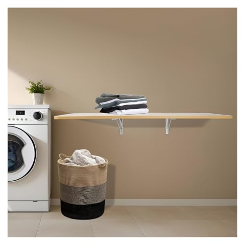 Mesa Plegable Moderna de Pared para Espacios pequeños, hogar, Garaje, sótano o Cocina (Madera, 100 x 30 cm)