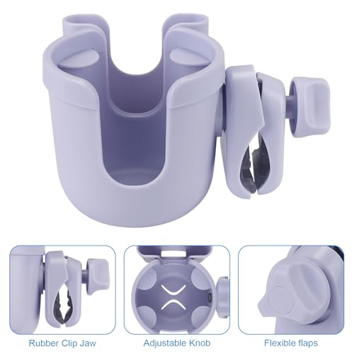 Image of Accmor Stroller Cup Holder with Phone Holder, Bike Cup Holder, Universal Cup Holder for Uppababy Nuna Doona Strollers, 2-in-1 Cup Holder for Walker, Wheelchair, Scooter