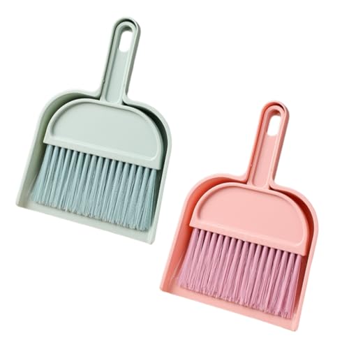 Set de 2 Mini Escoba y Recogedor Basura, Recogedor con Cepillo Pequeño, Cepillo y Recogedors, Cepillos y Pala de Mano de Escritorio para Conejo, Huron, Hamster Animales Pequeños Dustpan and Brush