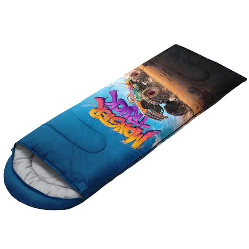 AILONEN Cartoon Car Sleeping Bags, Ligera e Impermeable, 3 Temporadas, Diseño de Vehículos con Estrellas para Niños, Adultos y Viajes al Aire Libre miniatura 3