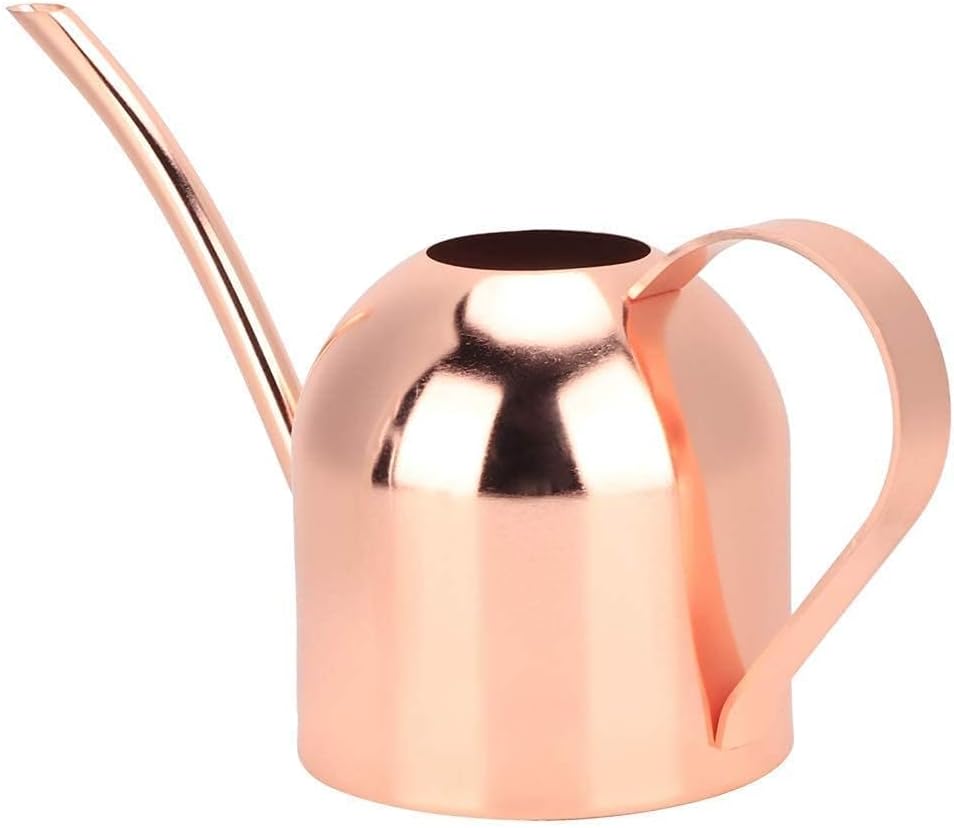 Indoor Watering Can, Metal Plant Watering Cans Long Spout for Indoor, Outdoor, House Planting, Gardening, 17 Oz(Rose Gold)