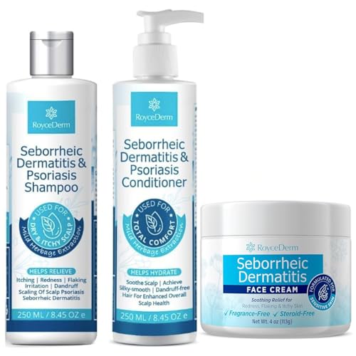 Roycederm Seborrheic Dermatitis &amp; Psoriasis Face Cream – Steroid-Free Moisturizer for Redness, Flaking &amp; Sensitive Skin – Face, Scalp &amp; Body Daily Relief – Fragrance-Free, Non-Greasy, 4 oz