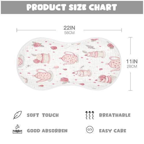 Cups and Strawberries Burp Cloths Cotton Baby Washcloths,Large 22x11in Burping Cloth Absorbent and Soft for Newborn Baby Boys and Girls,2 Pack4