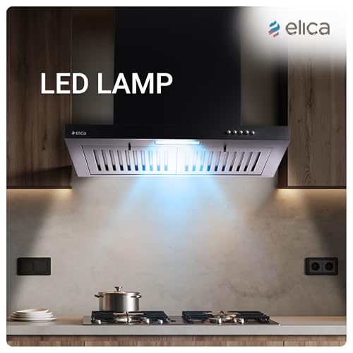 Image of Elica 60cm 1600 m3 /hr Baffle Filter T-Shape Kitchen Chimney | 15 Years Motor & 5 Years Comprehensive Warranty | Black | Push Button Control | SPT H4 60 PB BF LTW NERO