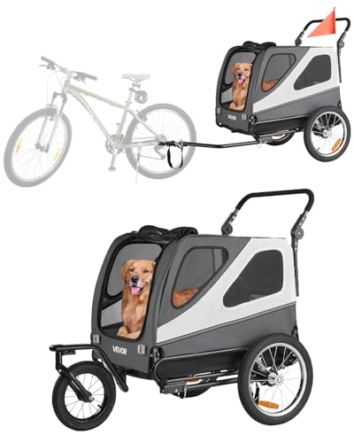 VEVOR Remorque vélo pour Chien, Charge 45 kg, Poussette d'animaux de Compagnie 2 en 1, Cadre Pliable Facile avec Roue à dégagement Rapide, coupleur de vélo...