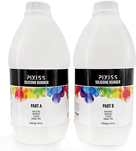 Silicone Mold Making Kit Liquid Silicone Rubber Bubble Free Translucent Clear Mold Making Silicone-Mixing Ratio 1:1-Molding Silicone for Resin Molds, Silicone Molds DIY (4kg/Gallon Kit)