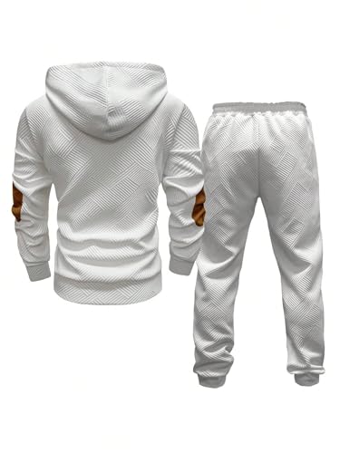 Men's Solid Color Patchwork Long Sleeve Front Button and Pants Outfit, Minimalist2