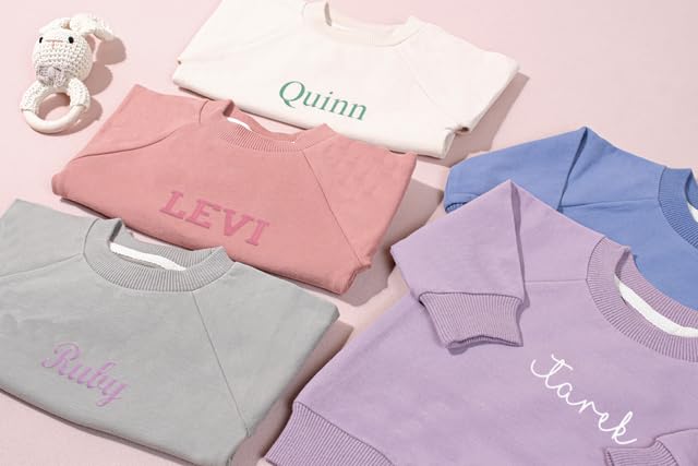 Custom Embroidered Baby Knit Sweatshirt with Name – Warm Pullover Crewneck Sweatshirt for Infants and Toddlers3