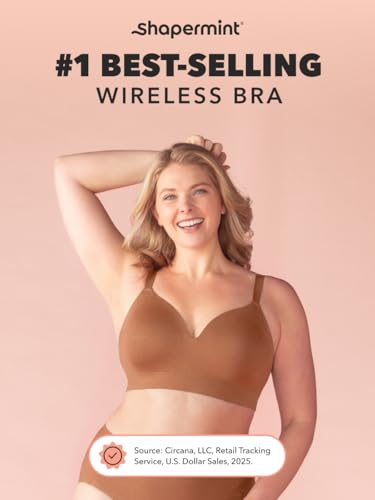 Image of SHAPERMINT Supportive Wireless Bras, Full Coverage, Comfortable with Support and Lift, Adjustable & Convertible Straps, Beige