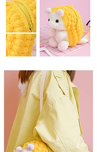 5 Skeins Finger Knitting Yarn 100% Polyester Off The Hook Soft Baby Blanket Fun Finger Loop It Yarn Total 500G (Gold Yellow) #TOP3