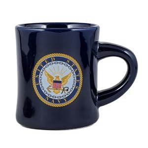 United States Navy Decal Logo Navy Blue Stoneware Diner Mug – Holds 10 Ounces by MCI